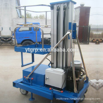 Single aluminum mast hydraulic lifting aerial work platform